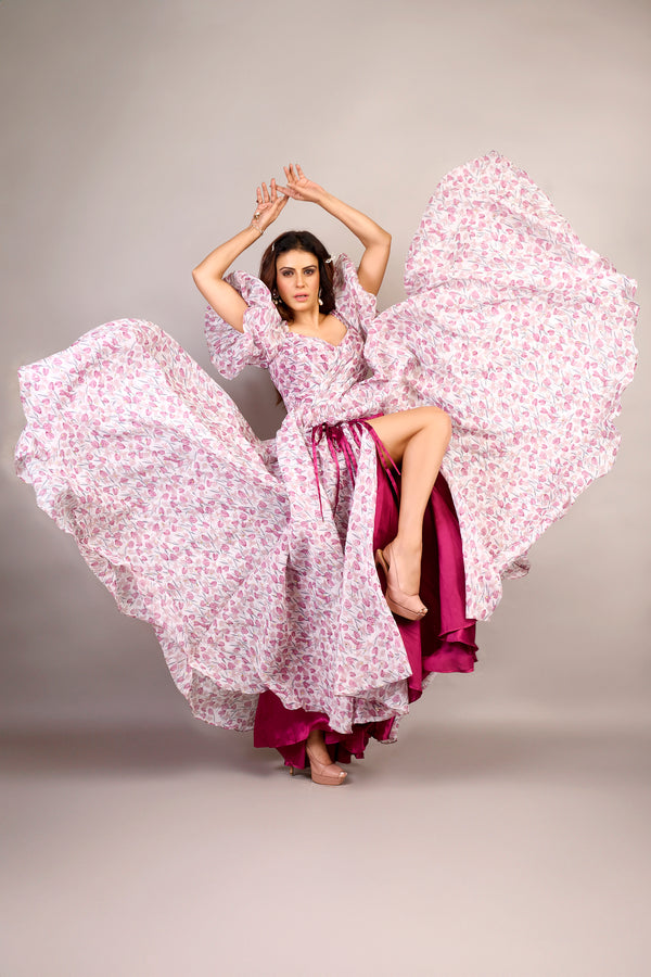Wine dregs floral gown