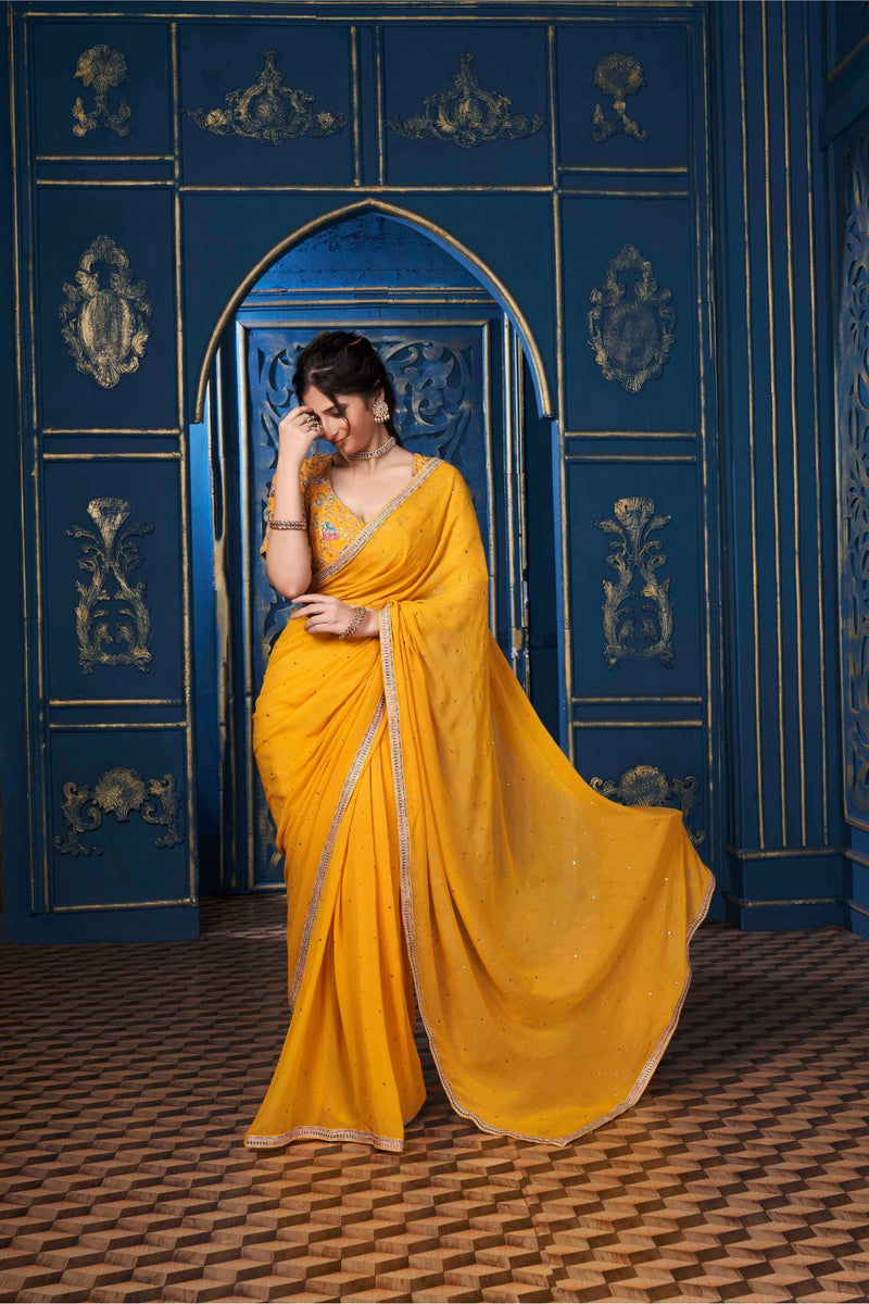 Seductive Yellow Saree