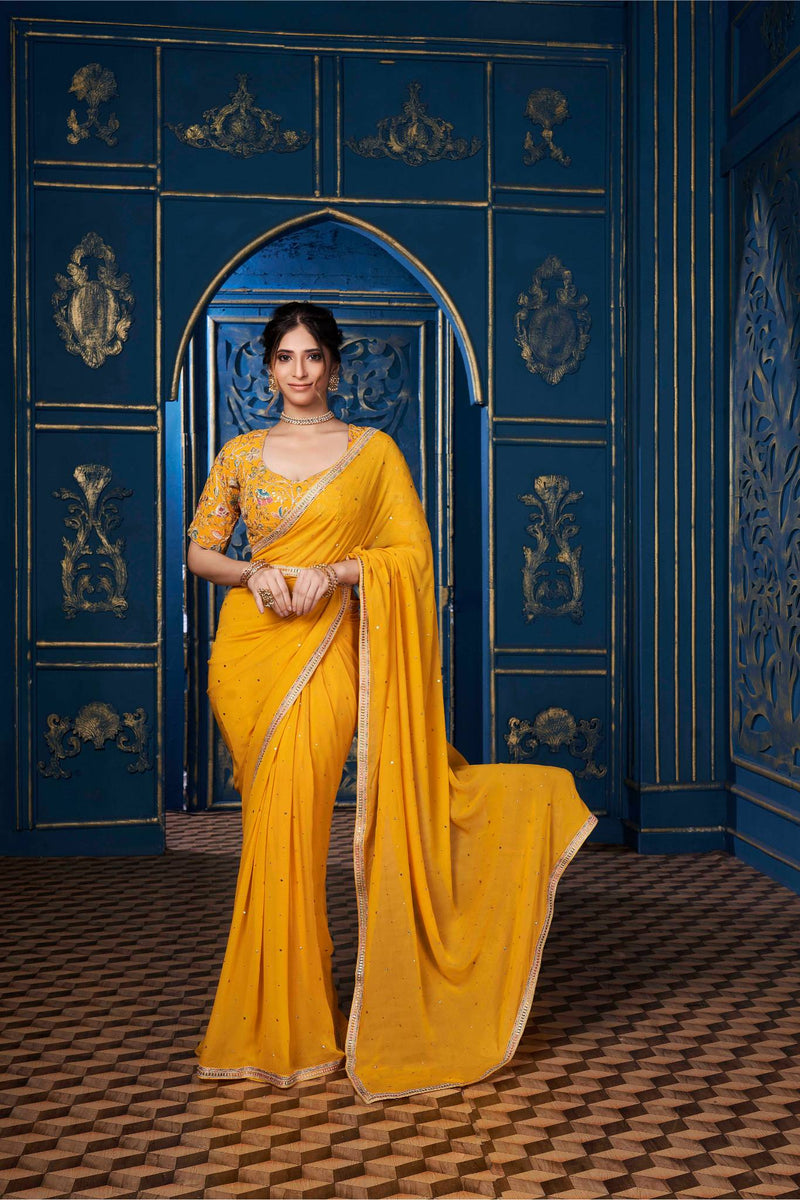 Seductive Yellow Saree