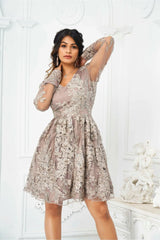 Eden Ivory Brown Dress