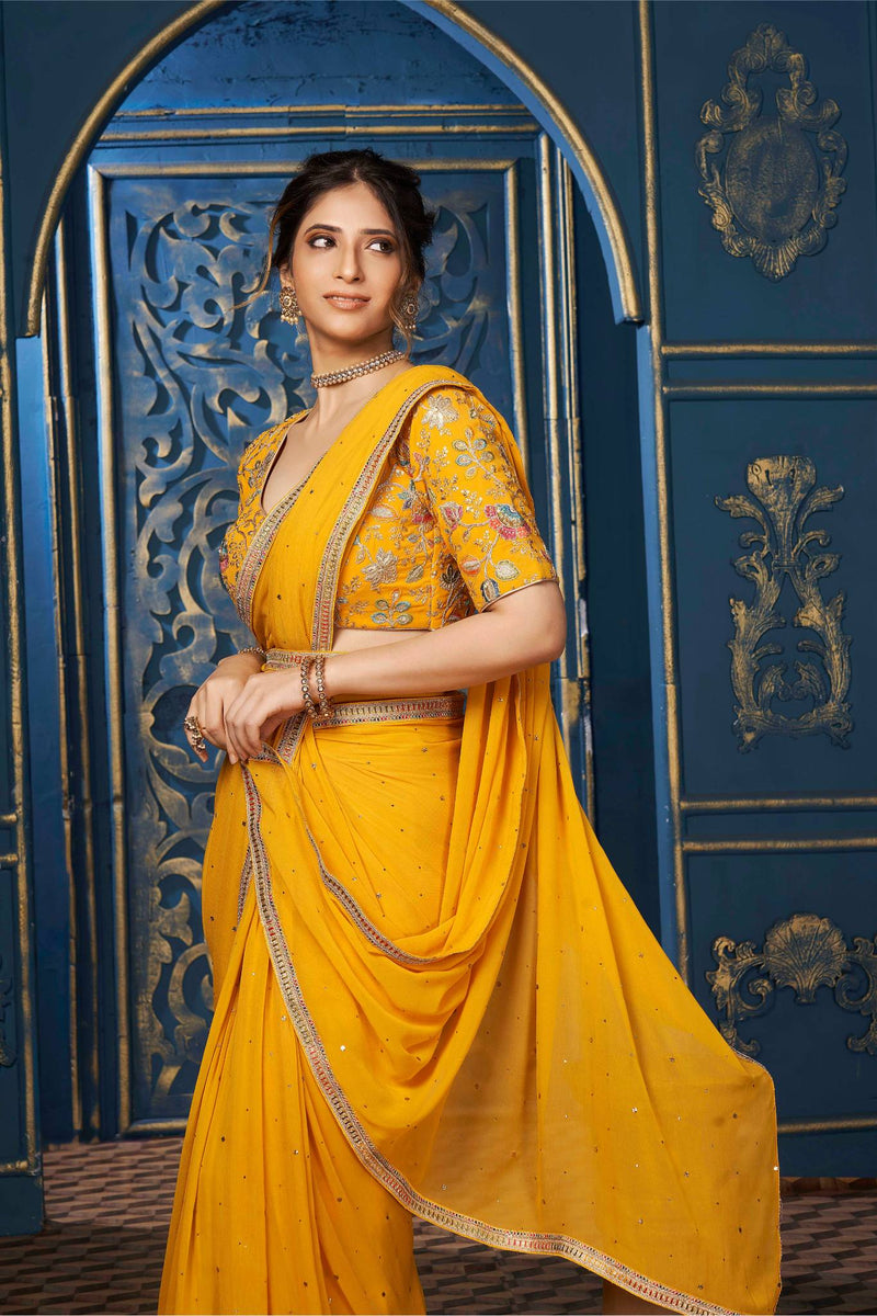 Seductive Yellow Saree