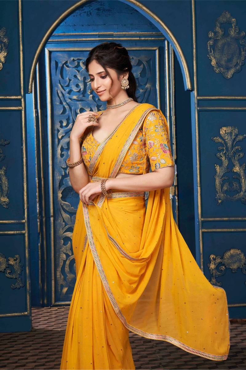 Seductive Yellow Saree