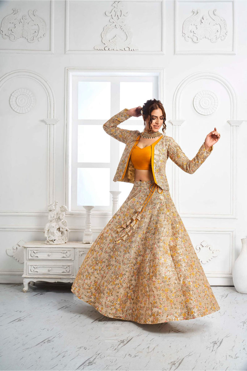 Jaipuri Maharani Lehenga & Jacket With Tube  ( Jacket Tube Lehenga )