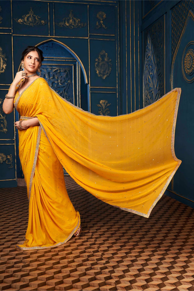 Seductive Yellow Saree