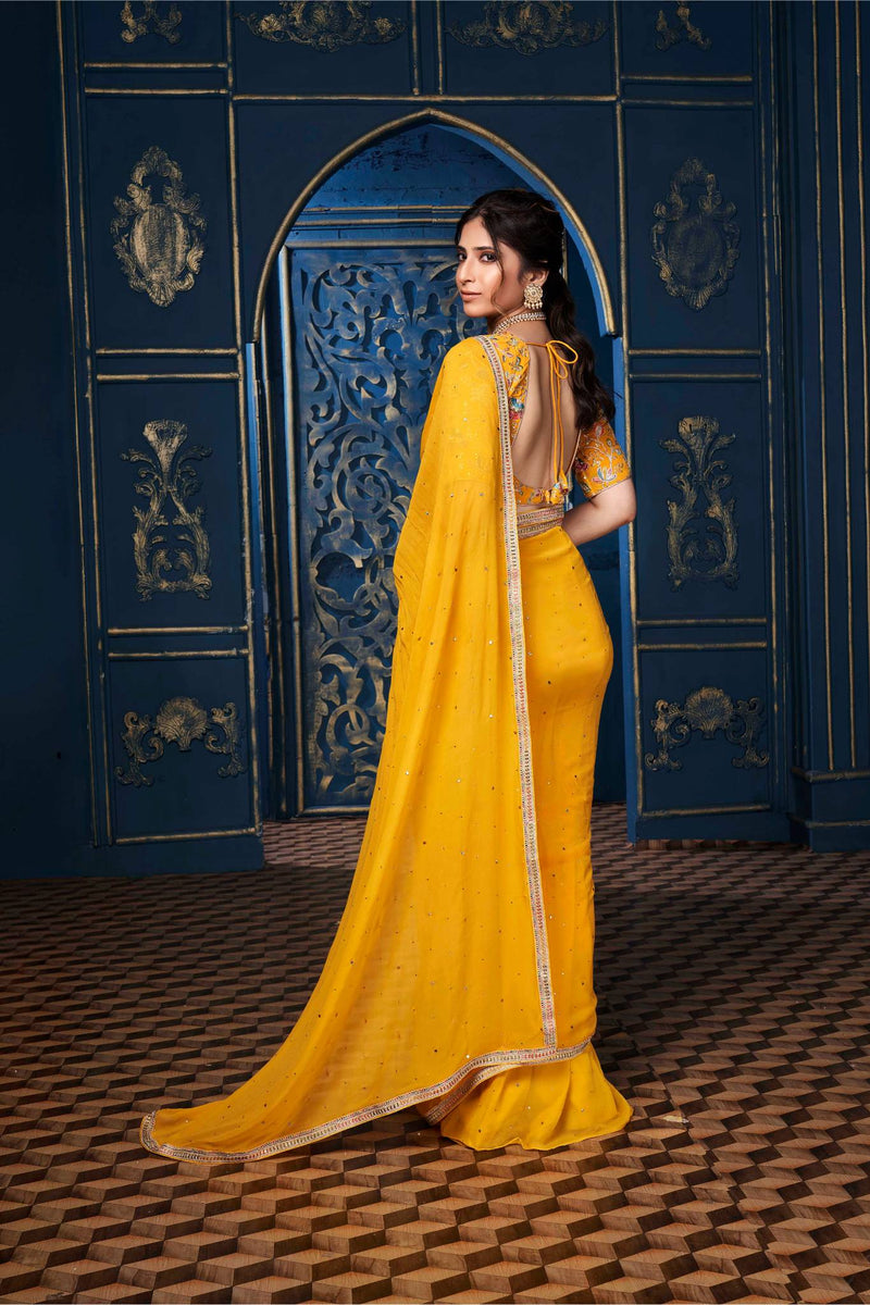 Seductive Yellow Saree