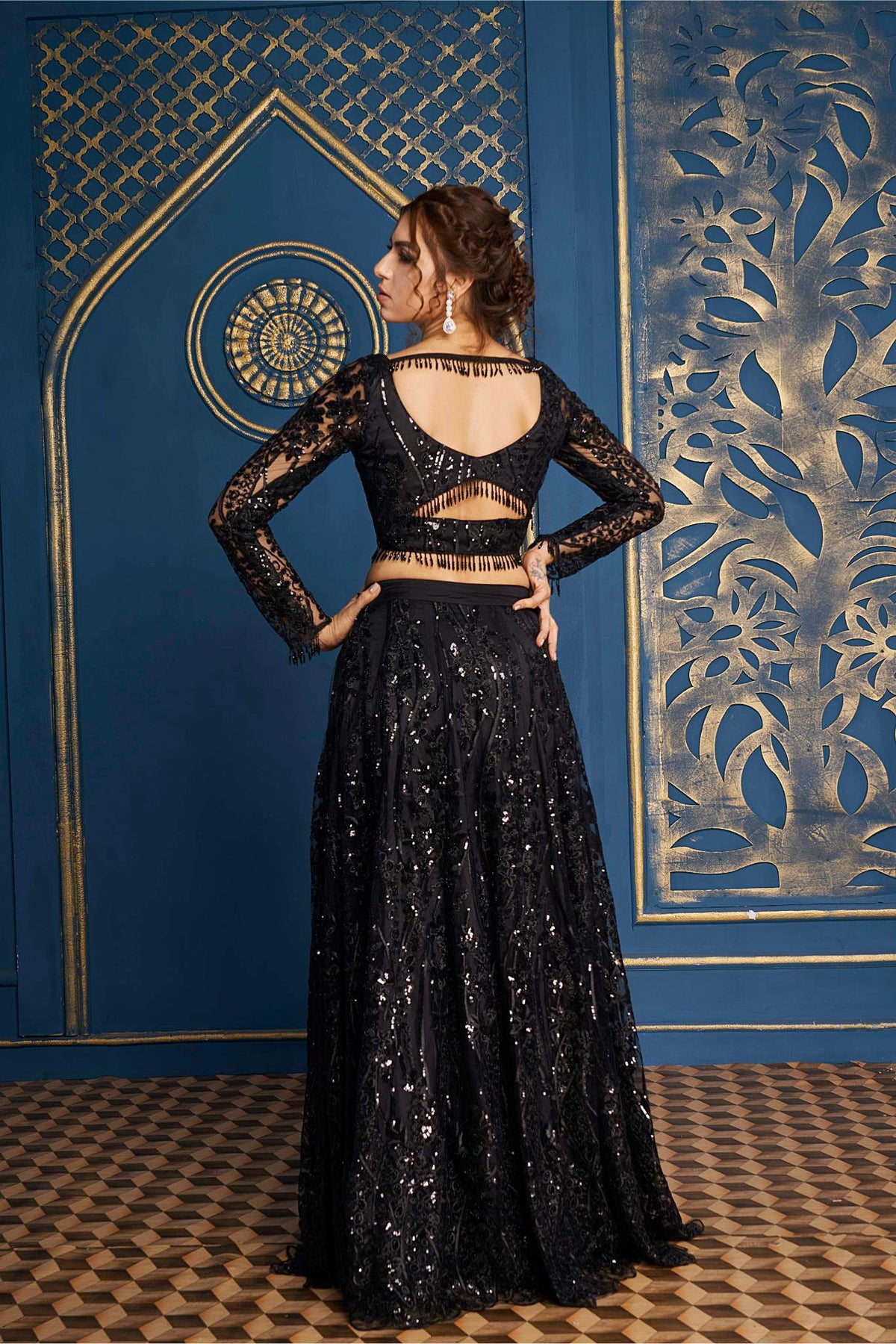 Royal Anthracite Black Lehenga & Dupatta