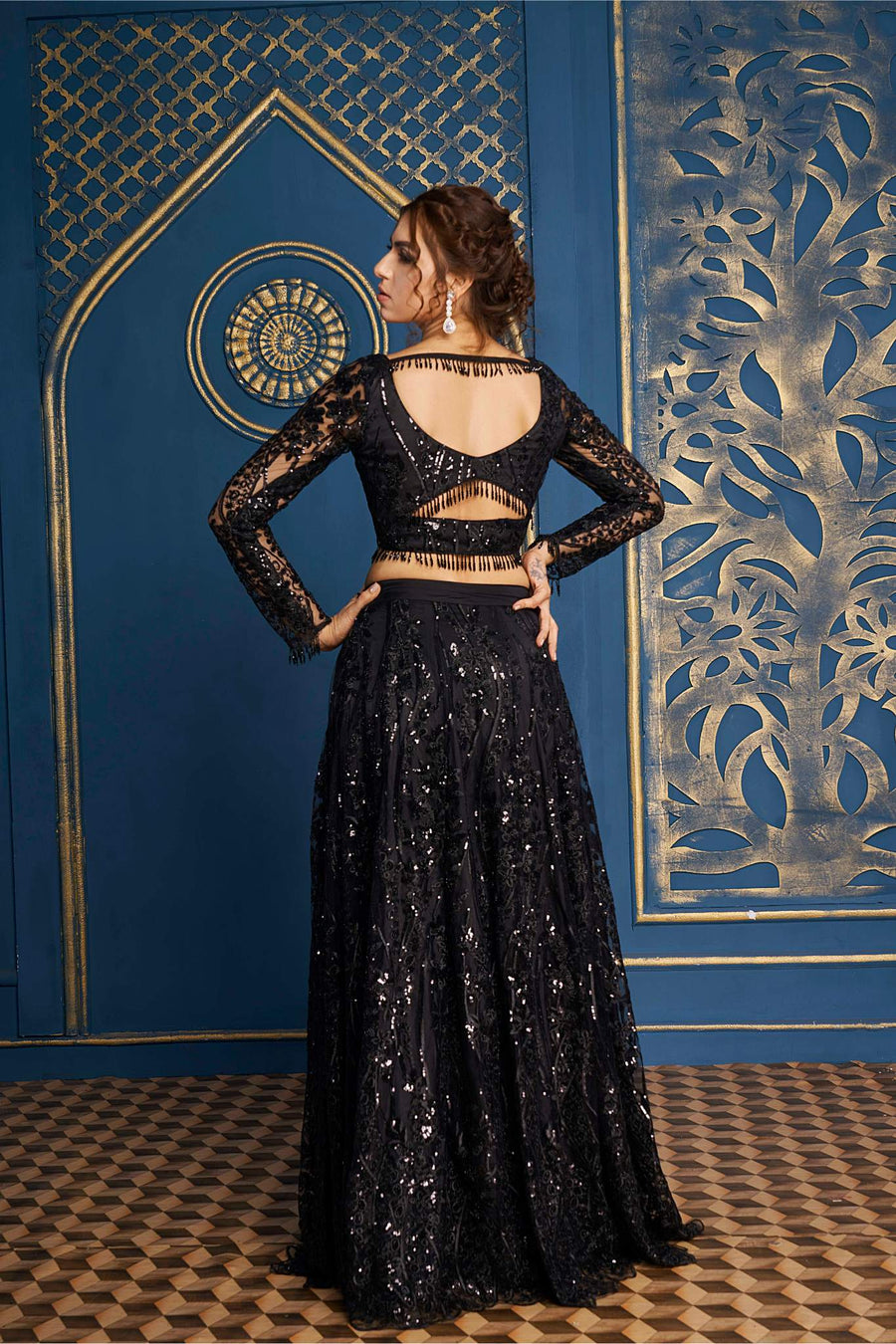 Royal Anthracite Black Lehenga & Dupatta