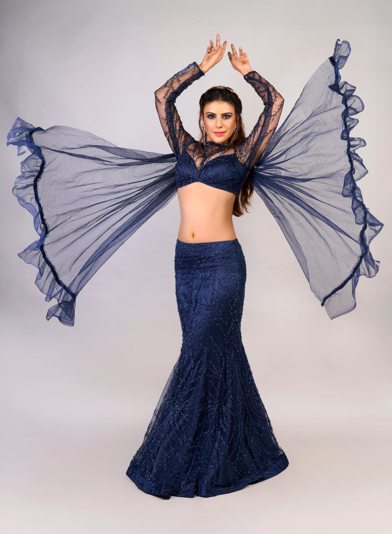 Sapphire Blue Egyptian mermaid Lehenga