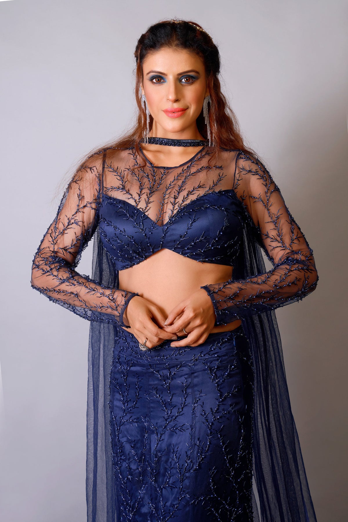 Sapphire Blue Egyptian mermaid Lehenga