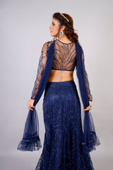 Sapphire Blue Egyptian mermaid Lehenga