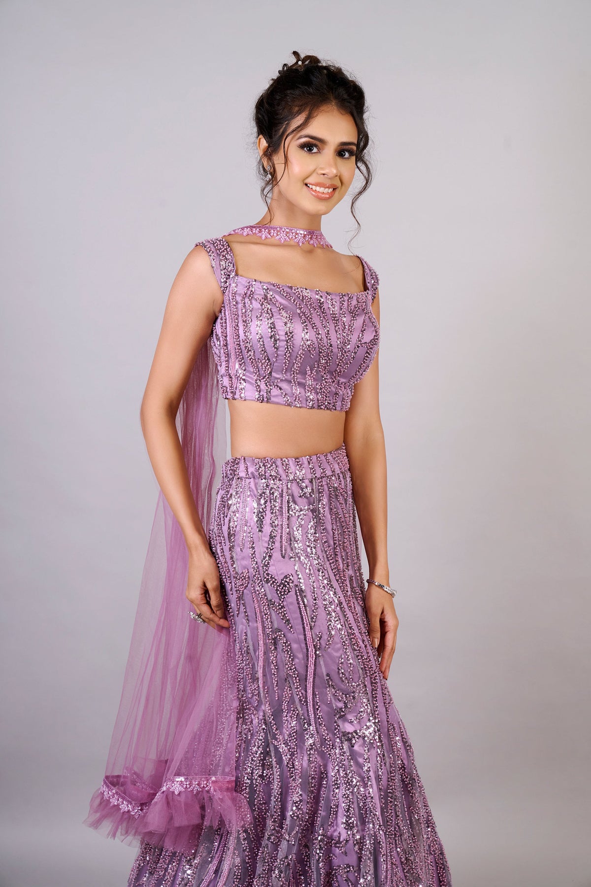 FUCHSIA PURPLE MERMAID LEHENGA