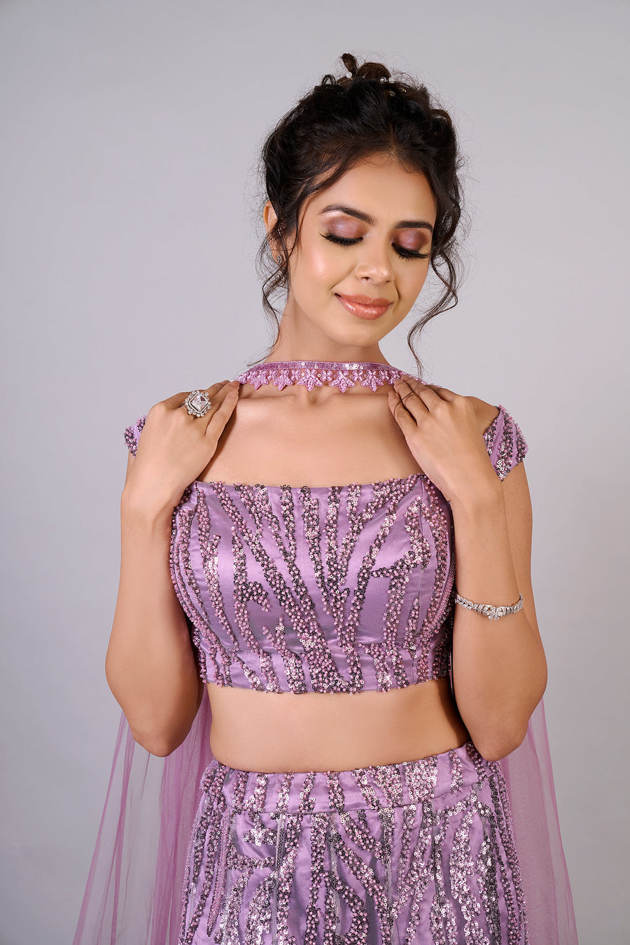 FUCHSIA PURPLE MERMAID LEHENGA