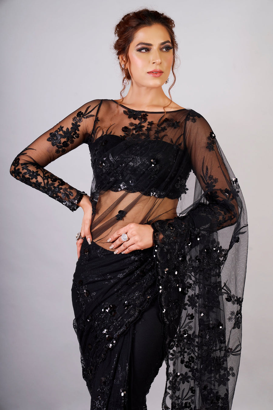 Soot Huda black Saree