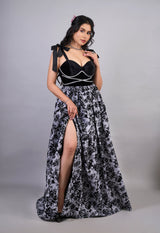 Charcoal grey & Rich back