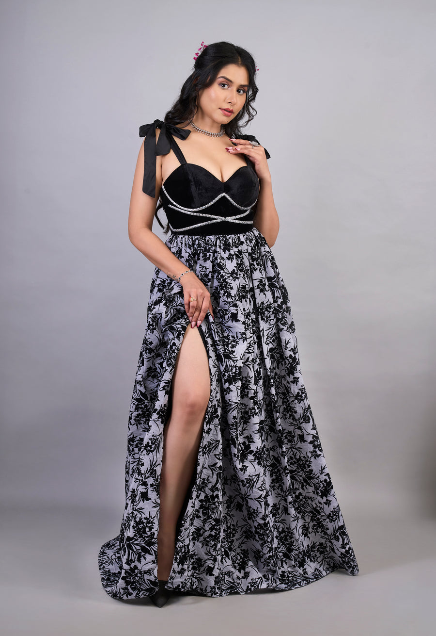 Charcoal grey & Rich back