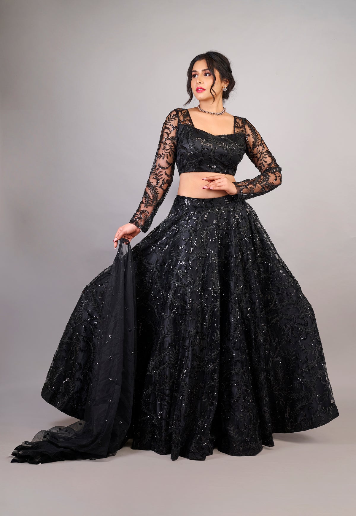 Carbon Black Lehenga