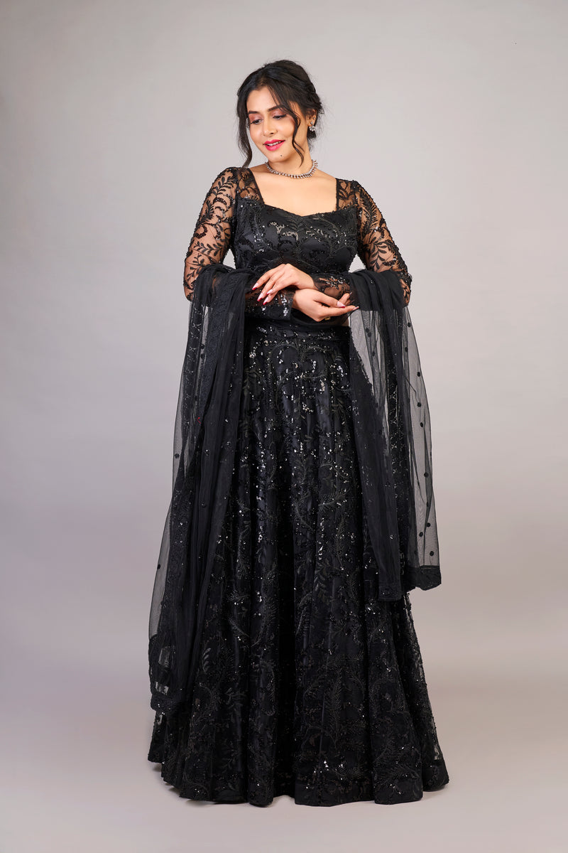 Carbon Black Lehenga