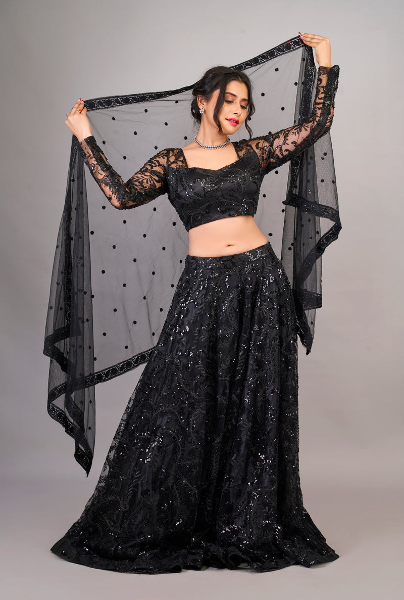 Carbon Black Lehenga