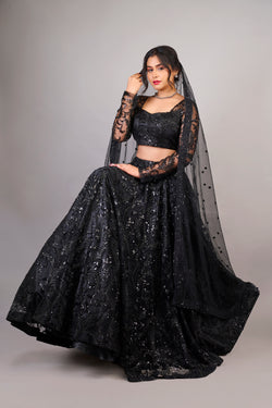 Carbon Black Lehenga