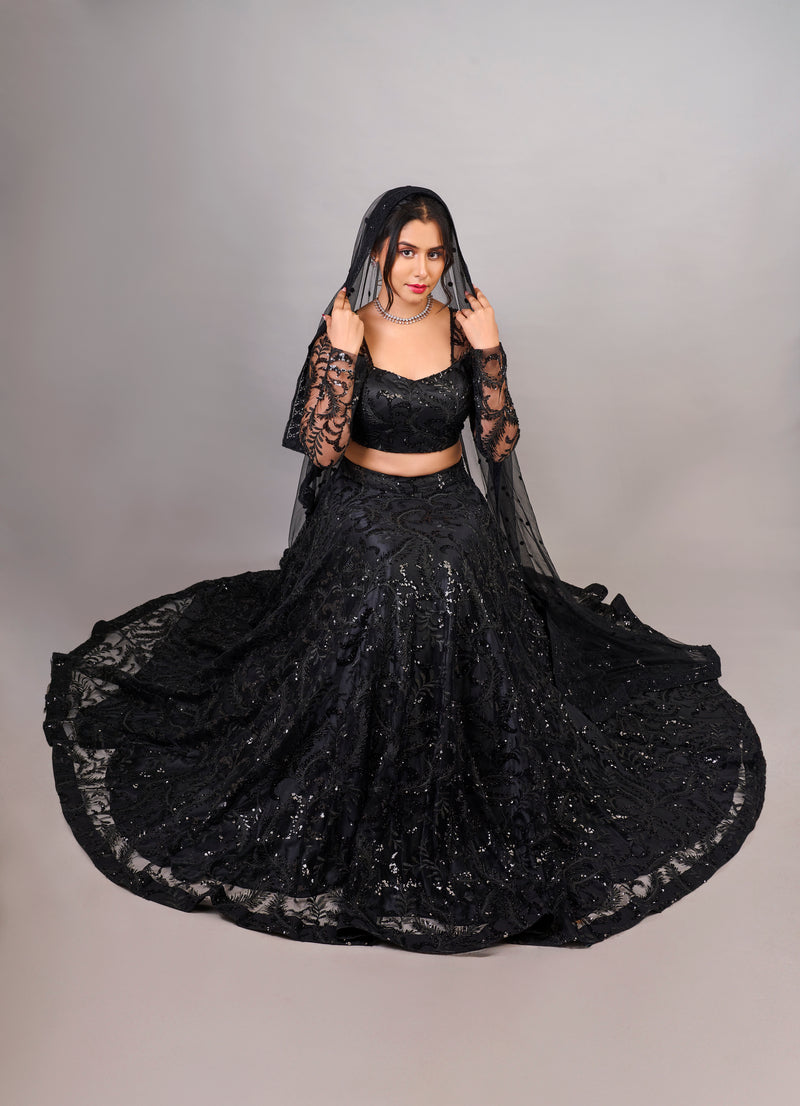 Carbon Black Lehenga