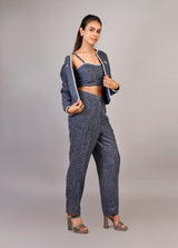 Arctic Black   tube top boot cut pant Chinese collar jacket