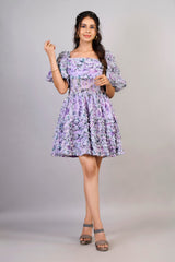 Royal Violet Floral Dress