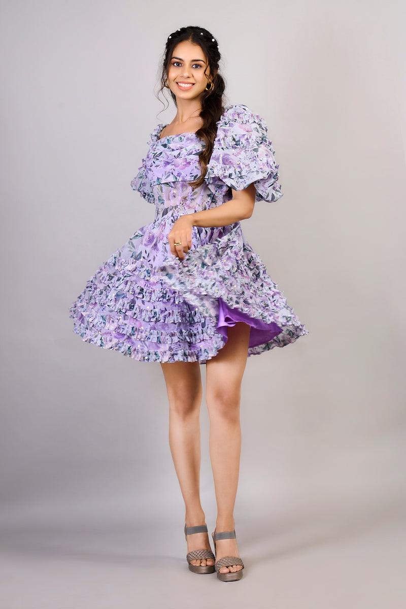 Royal Violet Floral Dress