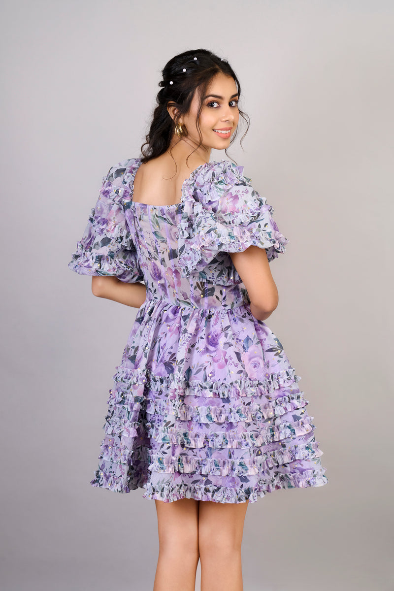 Royal Violet Floral Dress