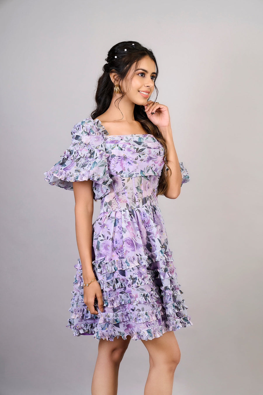 Royal Violet Floral Dress
