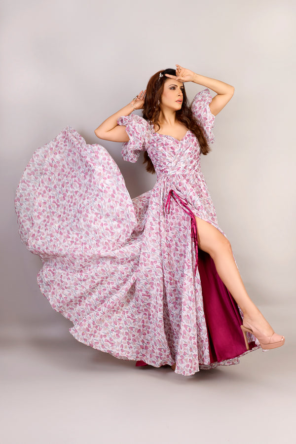 Wine dregs floral gown 