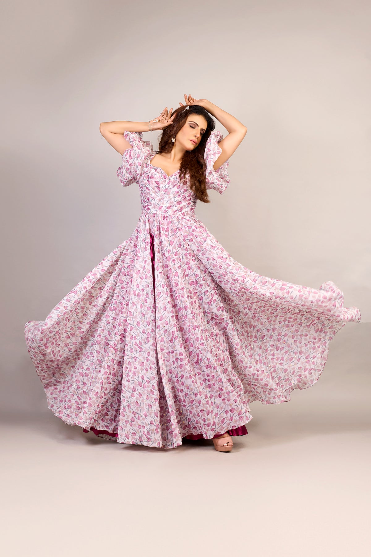 Wine dregs floral gown 